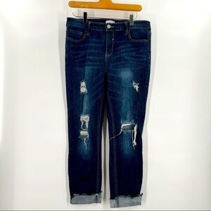 Cello distressed raw hem/cuffed legs junior jeans size 13